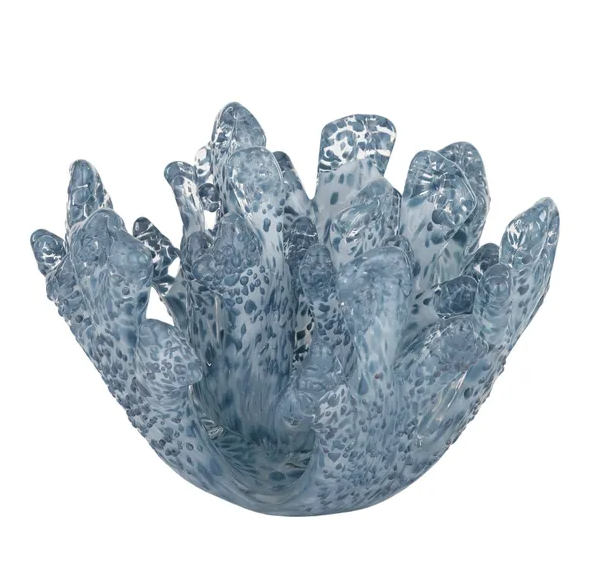Blue glass coral sculpture decorative piece 17x12cm