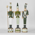 Set of three Empere green nutcrackers with gift and festive detailing