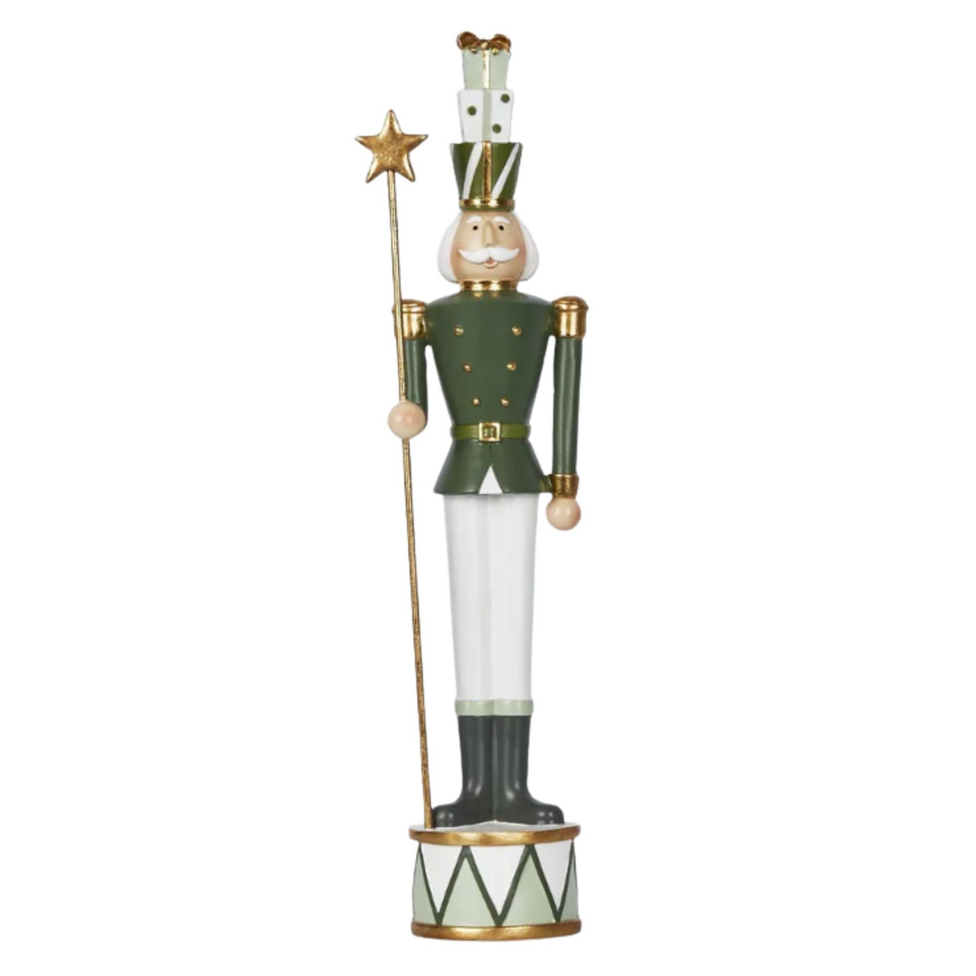 Empere green nutcracker holding star staff, classic Christmas décor figurine