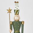Empere green nutcracker holding star staff, classic Christmas décor figurine