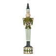 Empere green nutcracker holding gift, classic Christmas décor figurine