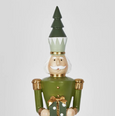 Empere green nutcracker holding gift, classic Christmas décor figurine