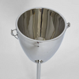 Close up of polished silver aluminium ice bucket with side handles