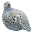 Porcelain guinea fowl ornament in soft blue with crackle glaze and feather detailing.