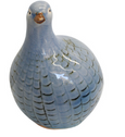 Porcelain guinea fowl ornament in soft blue with crackle glaze and feather detailing.