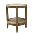 French Contemporary Round Side Table Weathered Oak