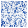 Hamptons Blue Botanical Ceramic Coaster Set/4 - Hamptons Style