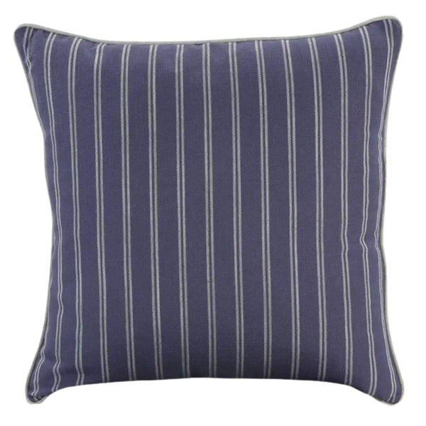 Navy and white striped Harbour cushion, 55cm square, classic Hamptons coastal throw pillow.
