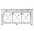 Haven Console 3 Drawer White with shaker-style design and lower shelf.