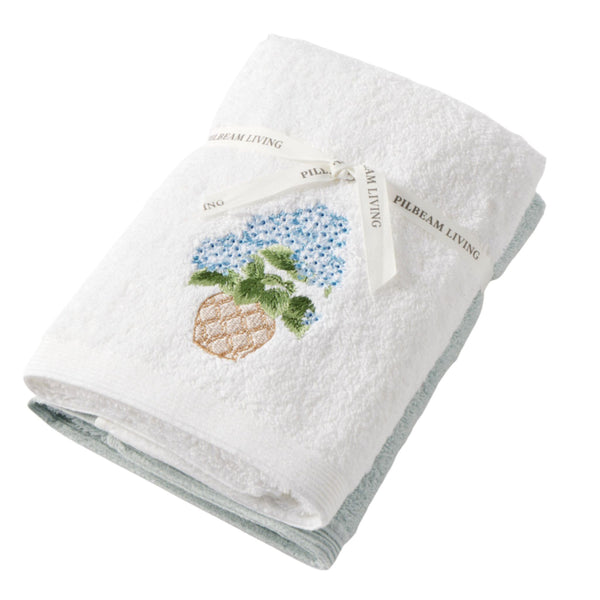 Heritage Bloom Hand Towel Set of 2 (1 Plain) - Hamptons Style