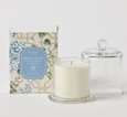 heritage bloom glass cloche scented candle tuberose and sandalwood in clear glass vessel with cloche lid and floral gift box