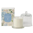 heritage bloom glass cloche scented candle tuberose and sandalwood in clear glass vessel with cloche lid and floral gift box