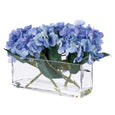 Hydrangea in Glass Trough Vase Blue