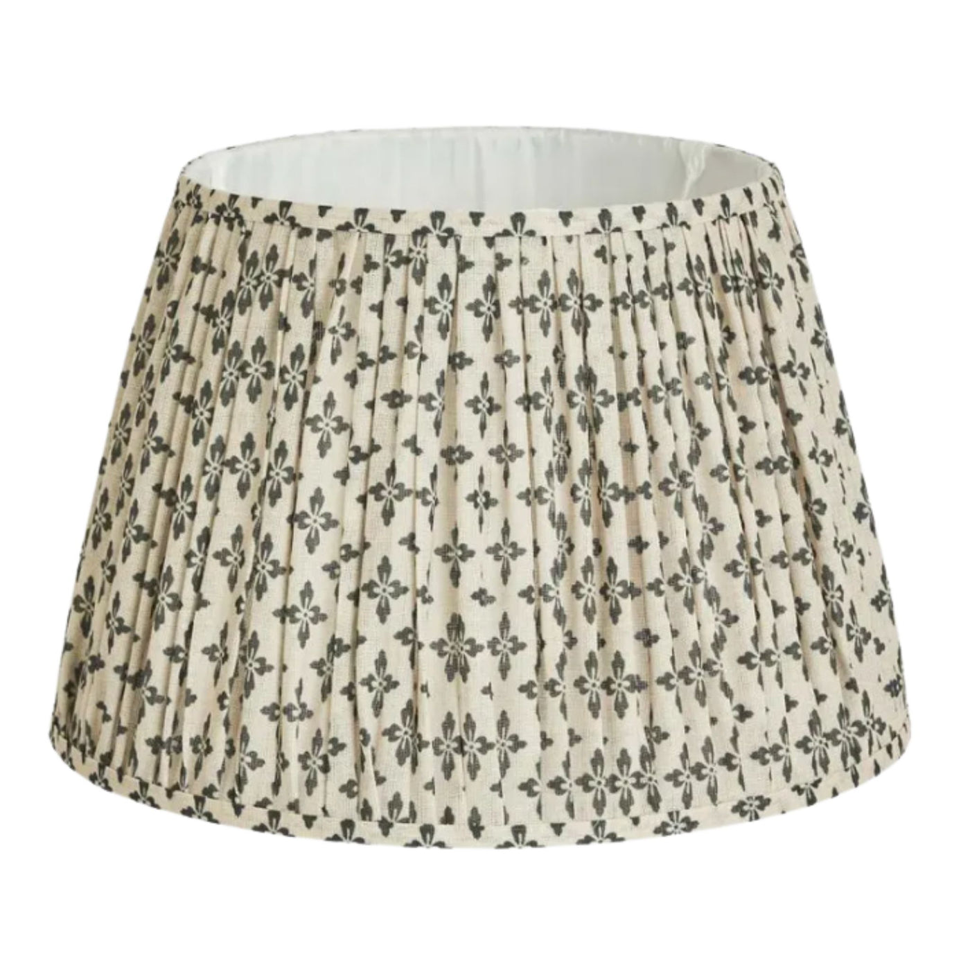 Indigo fleur pleated lamp shade XL with dark blue floral pattern