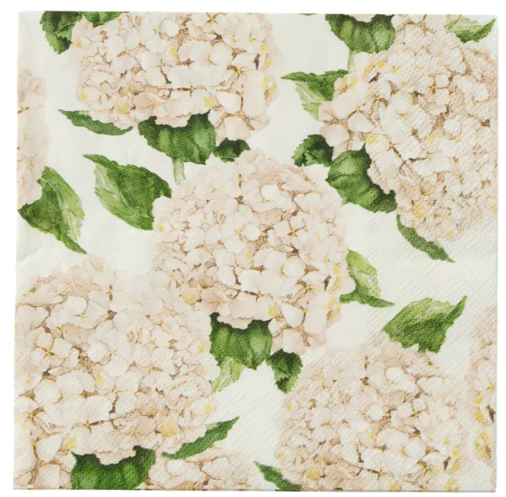 Ivory hydrangea floral paper lunch napkin