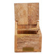 James mango wood salt box with black trim and matching wooden spoon