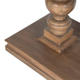 Close-up of the Laurent Console Table Bottom Corner showing the turned timber pedestal leg and decorative dentil moulding.