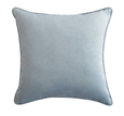 Light blue velvet cushion with soft texture and square shape