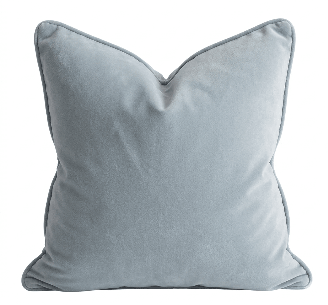 Light Blue Velvet Cushion 55cm - Hamptons Style
