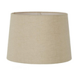 Medium dark natural linen drum lamp shade with classic tapered silhouette