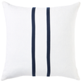 linen monaco riva cushion 50cm white with navy applique stripes