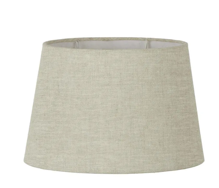 Natural linen oval lamp shade medium size with soft textured fabric finish