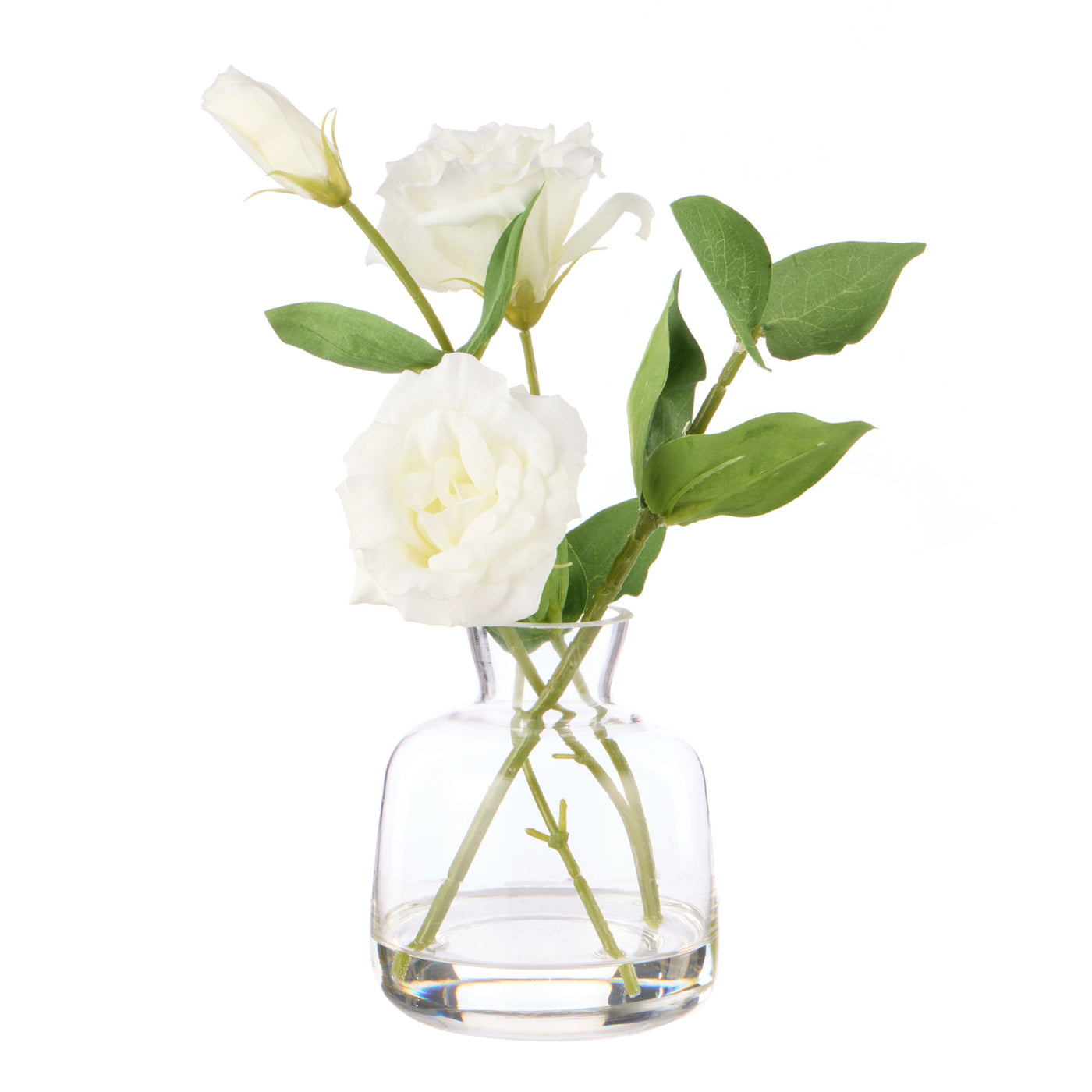 Lisianthus in Glass Vase White