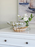 Lisianthus in Glass Vase White with Bartlett Footed Bowl and Odessa Bowl