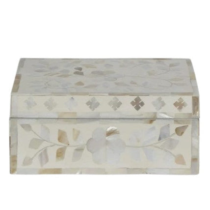 Elena Mother of Pearl Trinket Box White