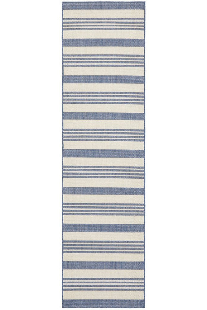 Malibu Coastal Stripe Outdoor Runner Blue