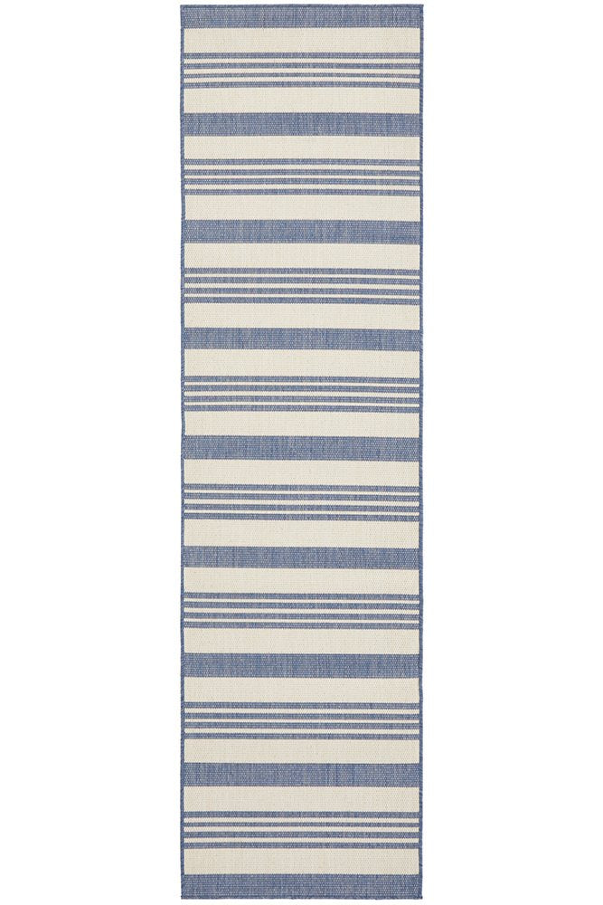 Malibu Coastal Stripe Outdoor Runner Blue