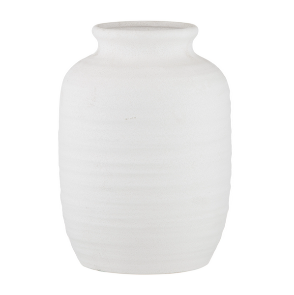 White ceramic vase on a white background