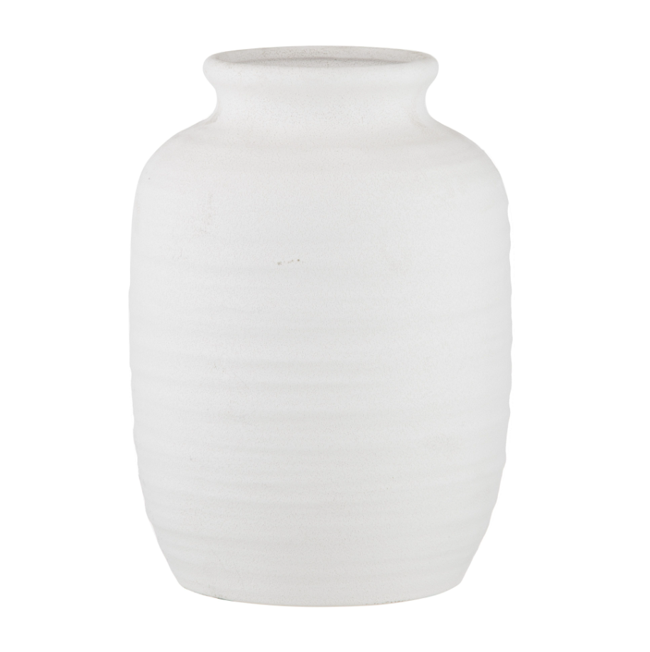 White ceramic vase on a white background