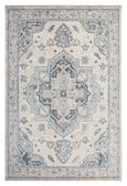 Newport Blue Rug with detailed medallion design in soft blue and ivory tones.
