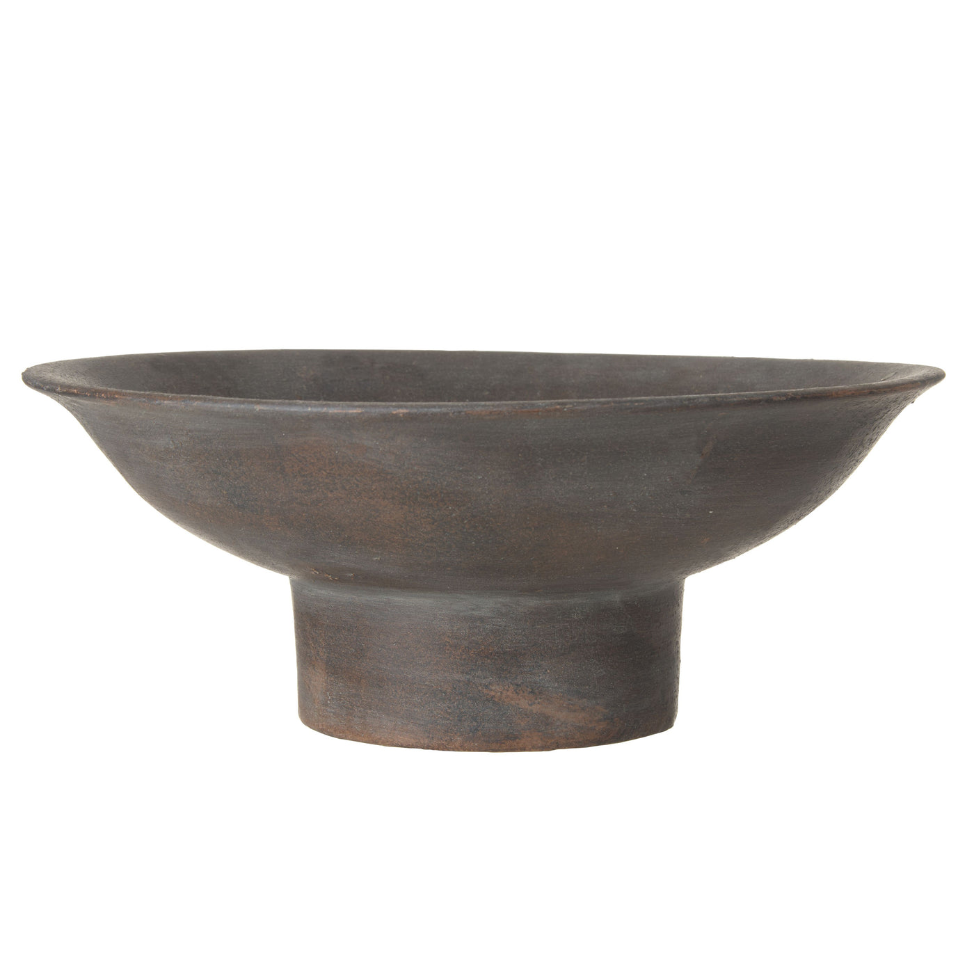 Nimes Footed Bowl Black – ceramic decorative bowl with burnished finish and elevated base, 38x38x14.5cm.