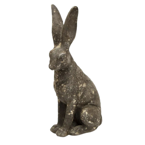 Olivia Hare grey garden statue with aged rustic finish