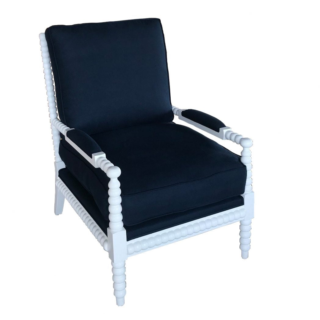 Bobbin Armchair Blue Navy Linen