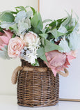 Hamptons style willow utensil organiser with handle