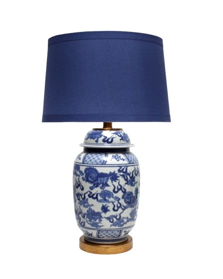 Dynasty Lamp with Navy Shade