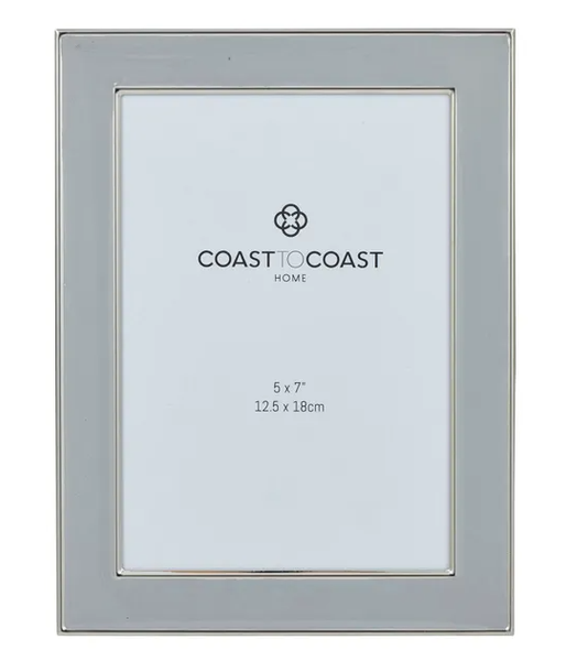 Palais metal photo frame in soft grey finish, designed to hold a 5x7 inch photograph