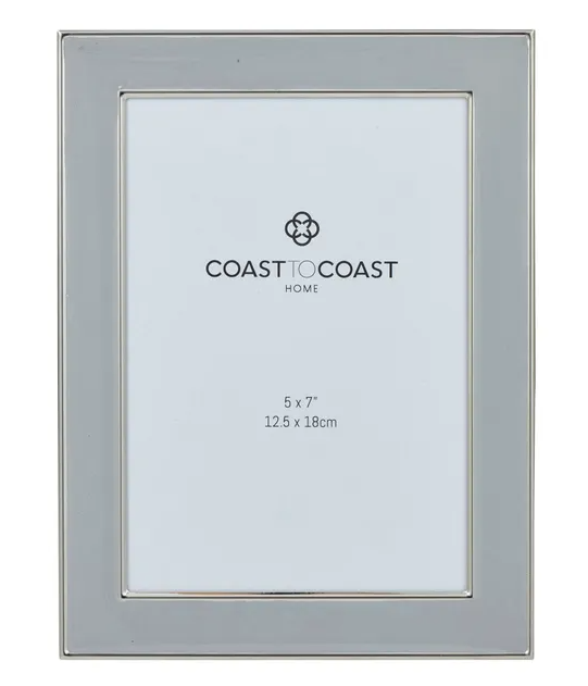 Palais metal photo frame in soft grey finish, designed to hold a 5x7 inch photograph