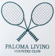 Paloma Tennis Club Cushion 50cm in white cotton with embroidered crossed tennis racquets, Paloma Living Country Club logo, and contrast piping. Close up of embroidery detail.