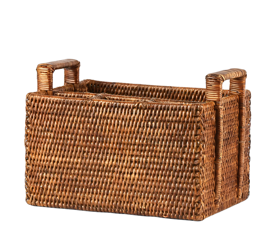 Paume Rattan Cutlery Caddy Antique Brown