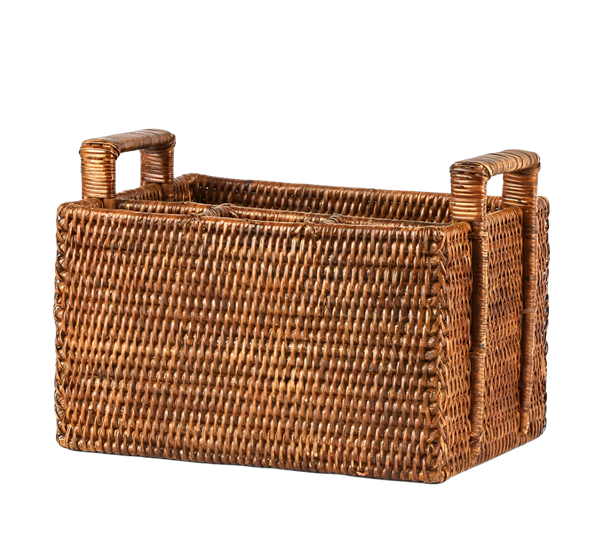 Paume Rattan Cutlery Caddy Antique Brown