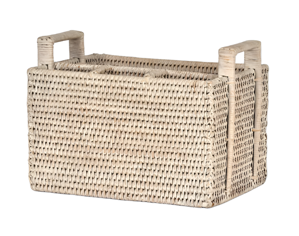 Paume Rattan Cutlery Caddy Whitewash