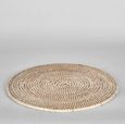 Paume white wash rattan round placemat side profile