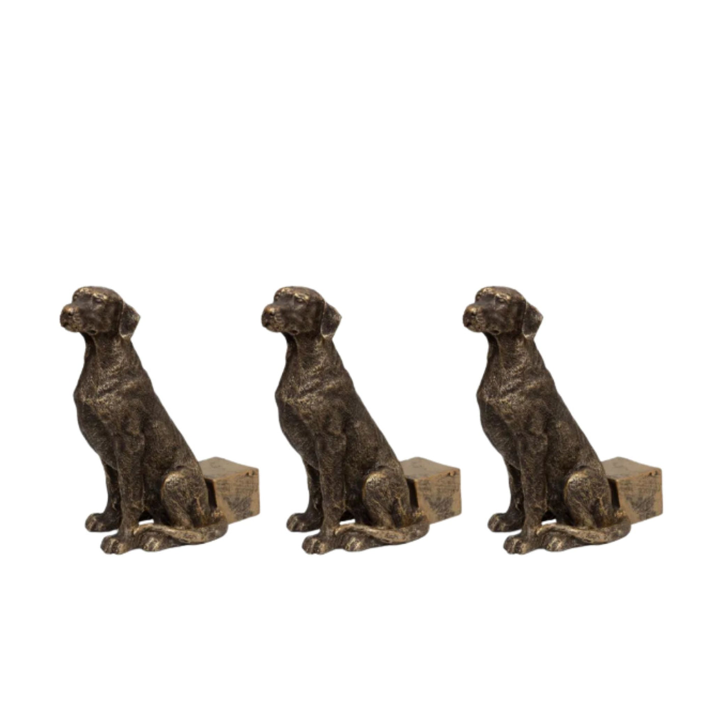 Ralph dog pot stand set of three gold Labrador figures