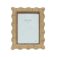 Rattan Wavy Photo Frame 5x7 inch with natural woven-look finish and softly scalloped edges for Hamptons and coastal interiors.