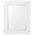 Rhodes wall mirror in white with geometric frame and bevelled glass detail