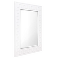 Rhodes wall mirror in white with geometric frame and bevelled glass detail